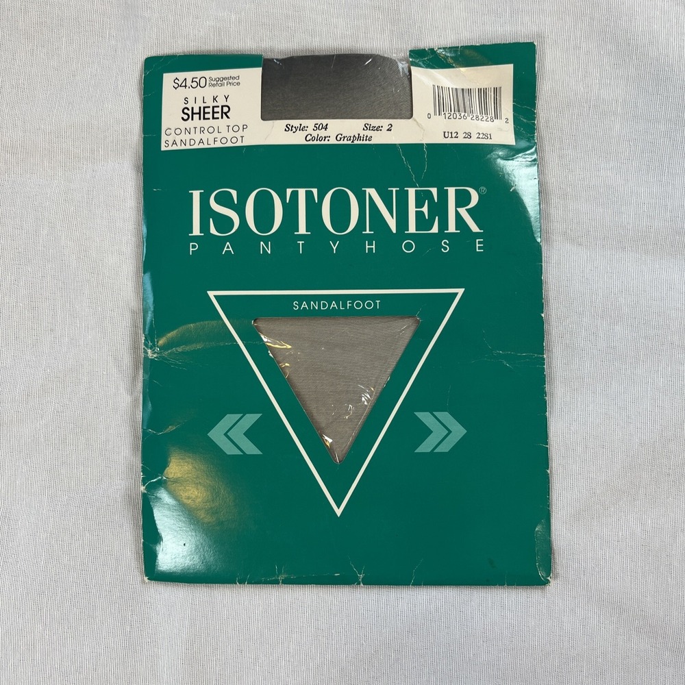 NWT Vintage Isotoner Silky Sheer Control Top Sandlefoot Size 2 GraphitePantyhose